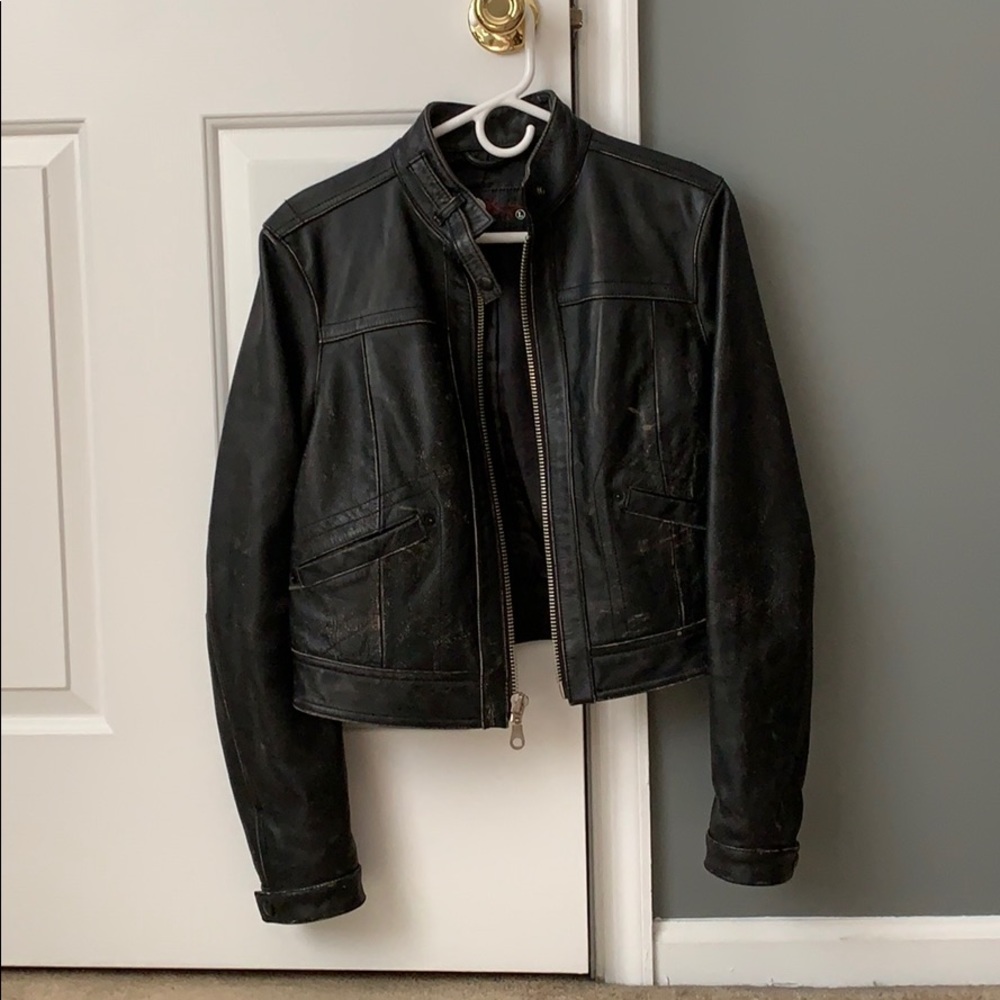 Gap moto distressed leather jacket